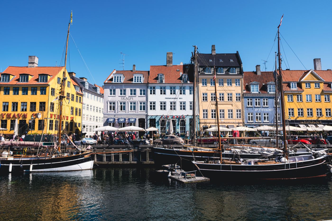 Nayhavn waterfront and canal in Copenhagen